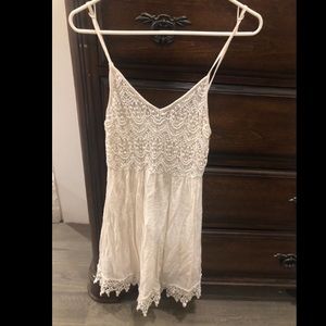 Girls Juniors cream boho style dress lace trim